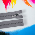 Casa si Gradina - Decoratiuni - DIY - Articole mercerie - Fermoar detasabil din plastic cu glisor decorativ, lungime 60 cm, Gri - Infinity.ro