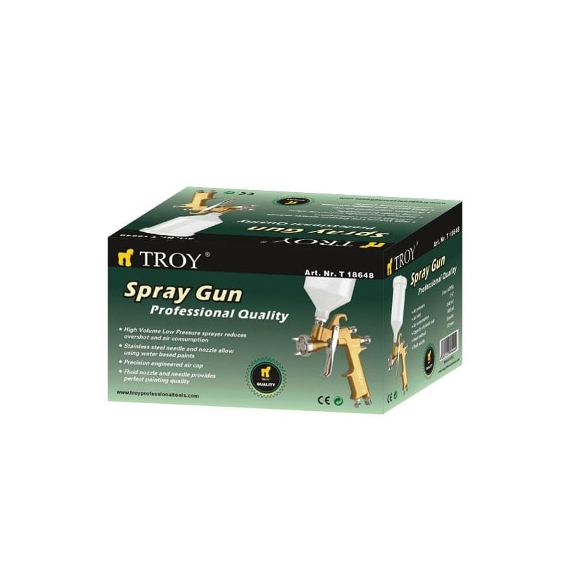 Casa si Gradina - Constructii - Vopsea si tencuieli - Pistoale si sisteme de vopsit si tencuit - Pistol de vopsit cu aer comprimat Troy 18648, 600 ml, Ø1.8 mm - Infinity.ro