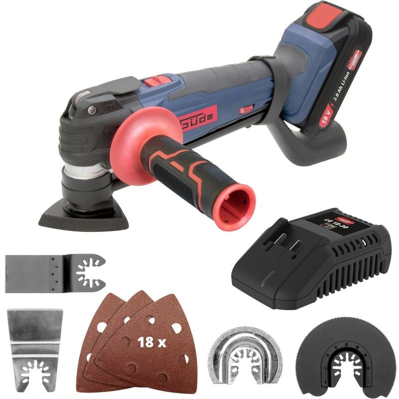 Casa si Gradina - Constructii - Scule electrice si accesorii - Slefuitoare - Masina de slefuit multifunctionala cu acumulator si accesorii Guede 58516, 18 V, 2.0 Ah, 20000 rpm - Infinity.ro