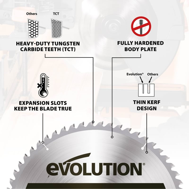 Casa si Gradina - Constructii - Scule electrice si accesorii - Accesorii fierastraie electrice - Disc pentru fierastrau circular, taiere lemn Evolution EVOBLADE230WD-0484, Ø230x25.4 mm, 40 dinti - Infinity.ro