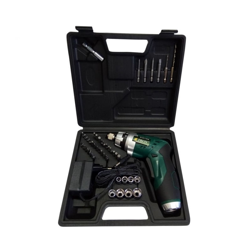 Casa si Gradina - Constructii - Scule electrice si accesorii - Masini de gaurit si insurubat - Surubelnita electrica cu acumulator plus accesorii Troy 13136, 3.6 V, 1.5 Ah - Infinity.ro