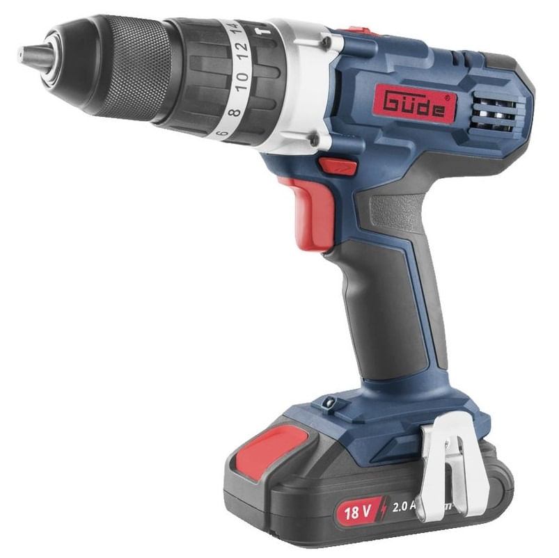 Masina de gaurit si insurubat de impact cu acumulator plus accesorii BSB 18-201-30K Guede 58504, 18 V, 2 Ah