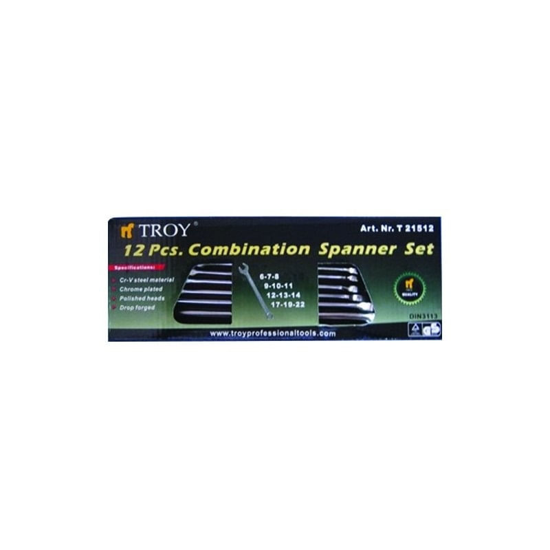 Casa si Gradina - Constructii - Scule de mana si unelte - Chei si truse chei - Set chei combinate Troy 21512, Ø6-22 mm, 12 piese - Infinity.ro