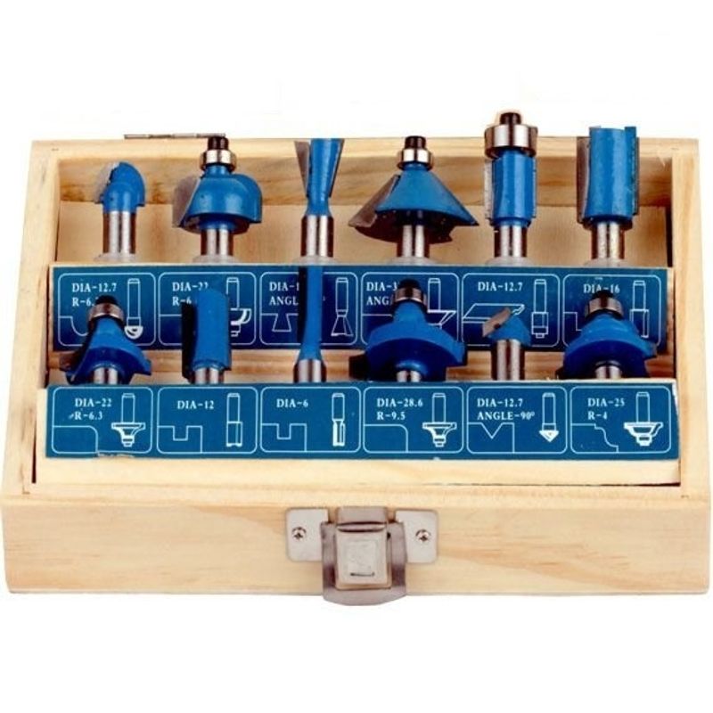 Casa si Gradina - Constructii - Scule electrice si accesorii - Accesorii pentru frezare - Set freze pentru lemn Wert 2504, Ø8 mm, 12 piese - Infinity.ro