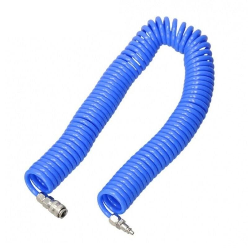 Casa si Gradina - Electrice - Echipamente electrice - Accesorii compresoare - Furtun aer comprimat spiralat cu cupla rapida Troy 18616, 15 m, 5 mm - Infinity.ro