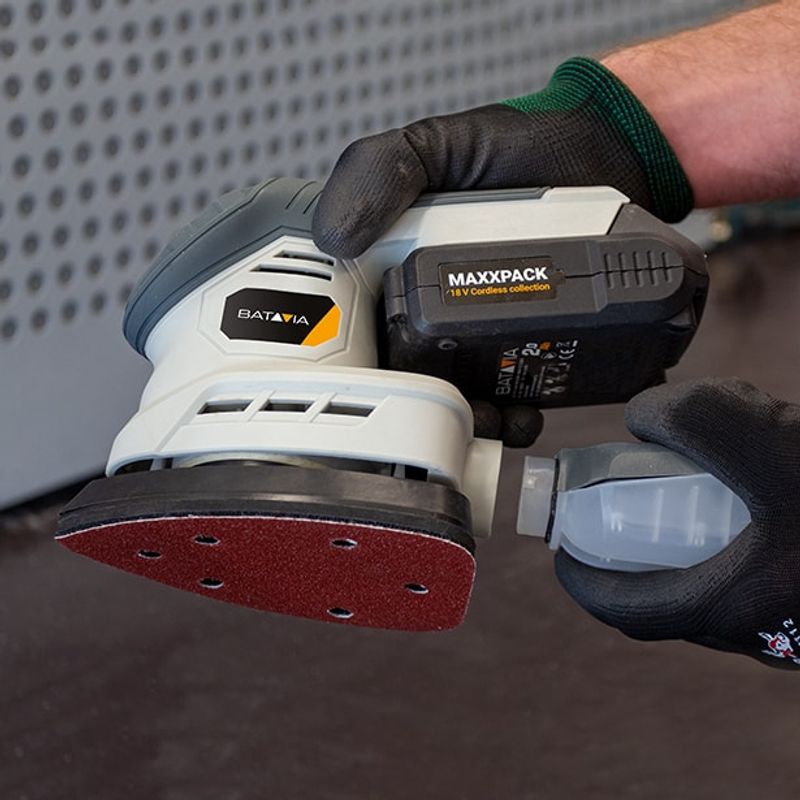 Casa si Gradina - Constructii - Scule electrice si accesorii - Slefuitoare - Masina de slefuit triunghiulara cu vibratii fara acumulator Maxxpack Collection Batavia 7063093, 18 V, 12000 rpm - Infinity.ro