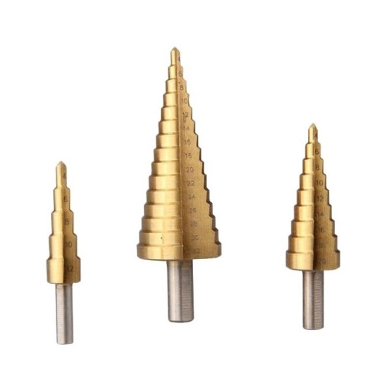 Casa si Gradina - Constructii - Scule electrice si accesorii - Seturi si accesorii pentru gaurit si insurubat - Set burghie conice acoperite cu titan pentru tabla Mannesmann 54603, Ø4-32 mm, 3 piese - Infinity.ro