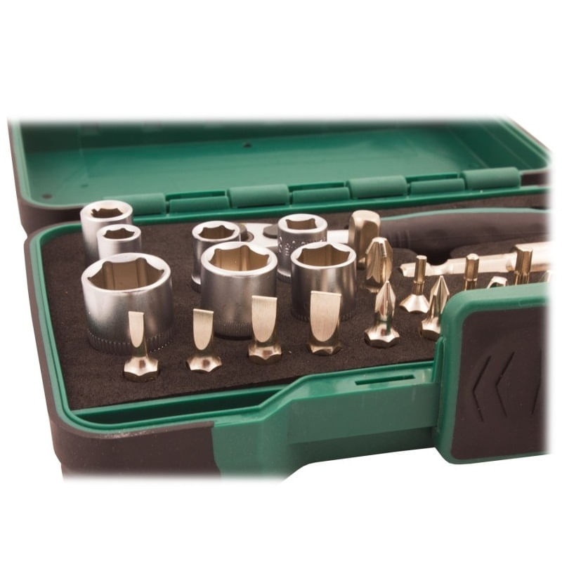 Casa si Gradina - Constructii - Scule electrice si accesorii - Seturi si accesorii pentru gaurit si insurubat - Trusa chei tubulare plus biti Troy 21948, Cr-V 1/4, 28 piese - Infinity.ro