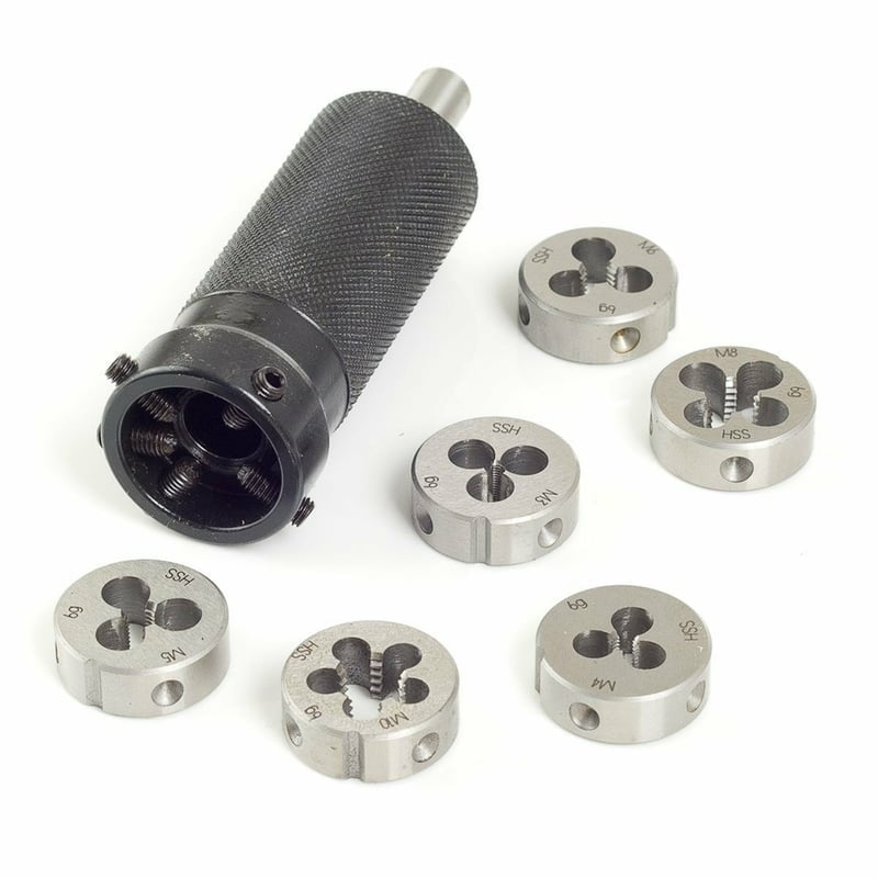 Casa si Gradina - Constructii - Scule electrice si accesorii - Scule multifunctionale si accesorii - Set filiere si suport Micromot Proxxon 24082, M3-M10, 7 piese - Infinity.ro