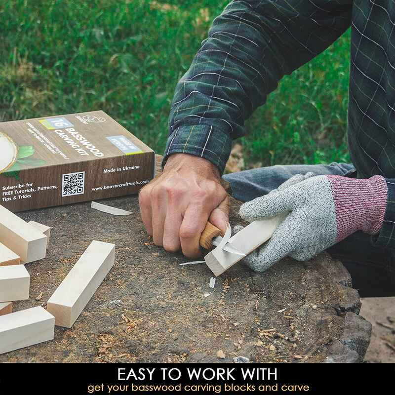 Jucarii, Copii si Bebe - Jucarii si jocuri - Jucarii & jocuri educative - Seturi de artizanat - Set de blocuri din lemn pentru sculptura BeaverCraft BW16, 16 piese - Infinity.ro