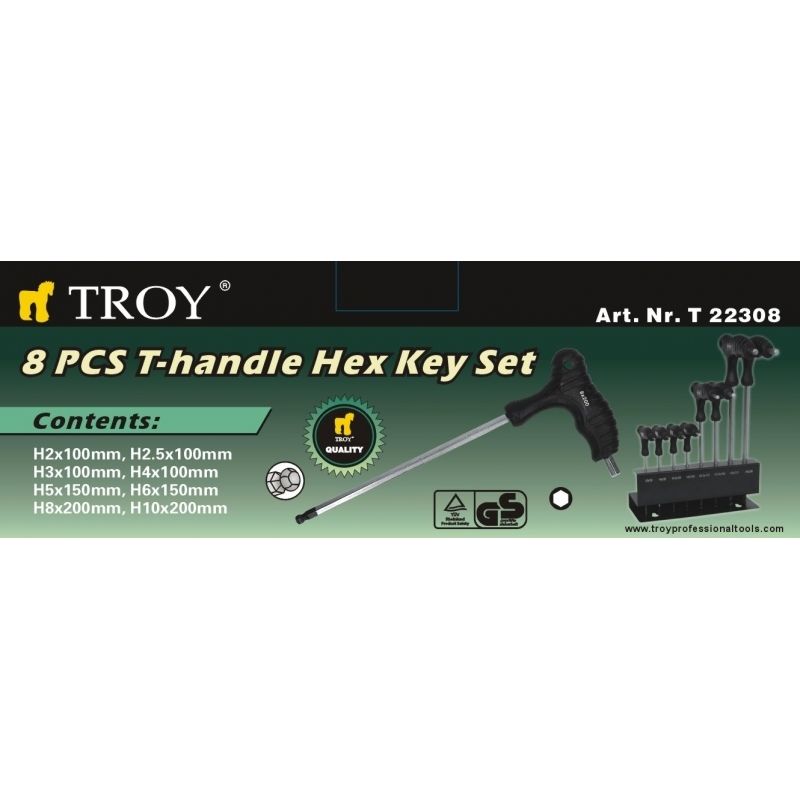 Casa si Gradina - Constructii - Scule de mana si unelte - Chei si truse chei - Set chei imbus Hex Troy 22308, Ø1.5 - 10 mm, 9 piese - Infinity.ro