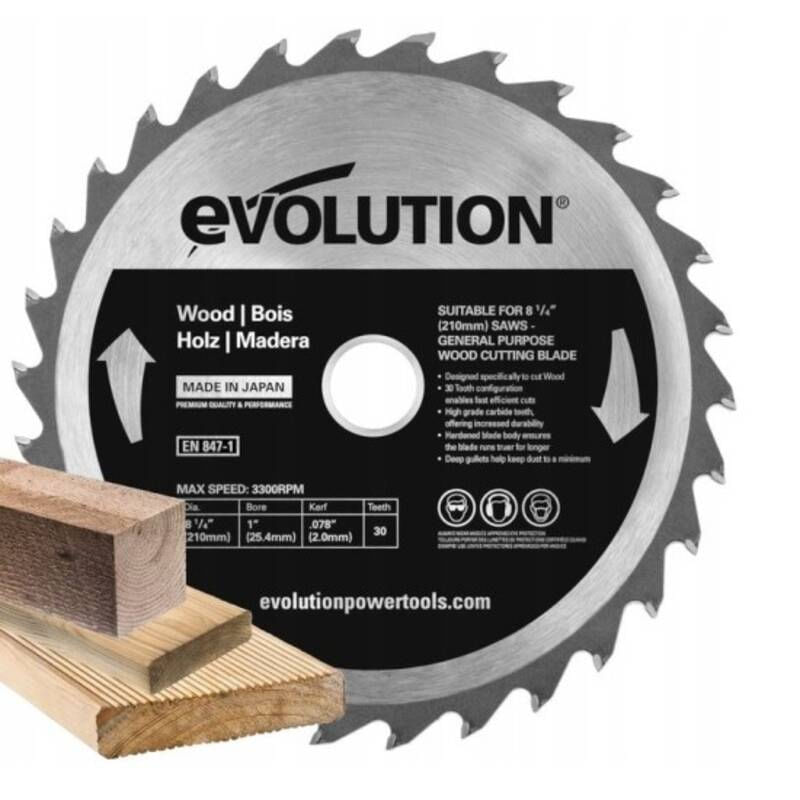 Casa si Gradina - Constructii - Scule electrice si accesorii - Accesorii fierastraie electrice - Disc pentru fierastrau circular, taiere lemn Evolution GW210TCT-30, Ø210x25.4 mm, 30 dinti - Infinity.ro