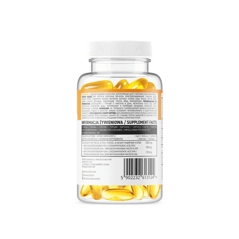Ingrijire personala si Cosmetice - Sanatate si wellness - Suplimente alimentare - Vitamine si minerale - OstroVit Omega 3 1000mg 180 Capsule - Infinity.ro
