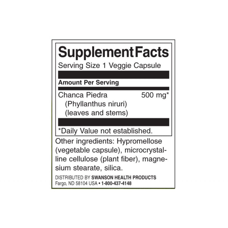Ingrijire personala si Cosmetice - Sanatate si wellness - Suplimente alimentare - Vitamine si minerale - Swanson Chanca Piedra Phyllanthus Niruri, 500mg - 60 Capsule - Infinity.ro