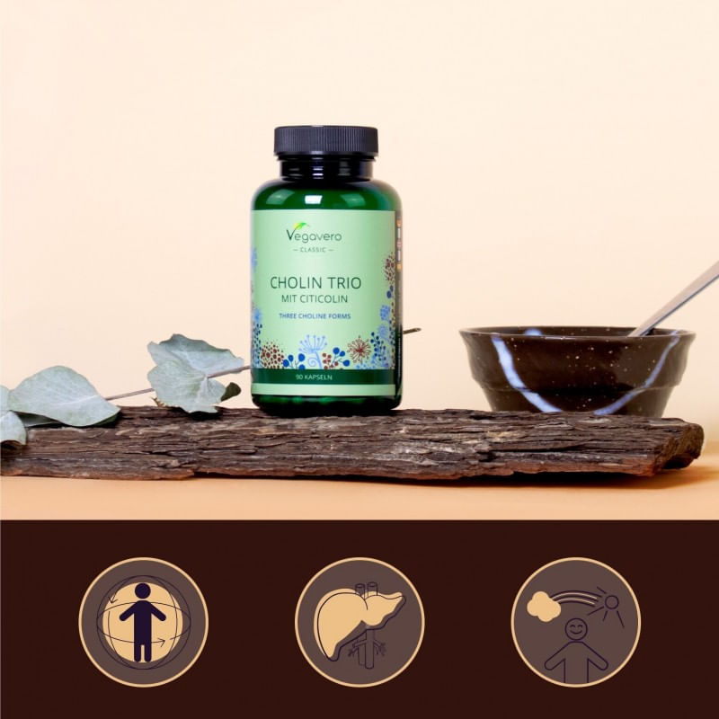 Ingrijire personala si Cosmetice - Sanatate si wellness - Suplimente alimentare - Vitamine si minerale - Vegavero Choline Trio 90 Capsule - Infinity.ro