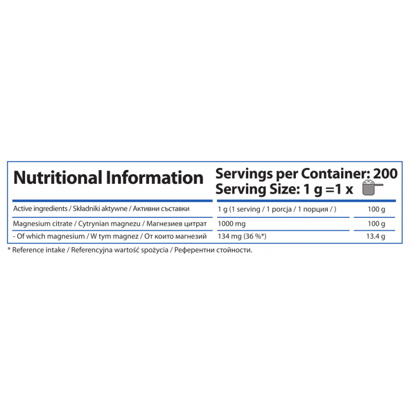 Ingrijire personala si Cosmetice - Sanatate si wellness - Suplimente alimentare - Vitamine si minerale - HS Labs Magneziu Citrat pulbere, 200 grame, 200 portii - Infinity.ro