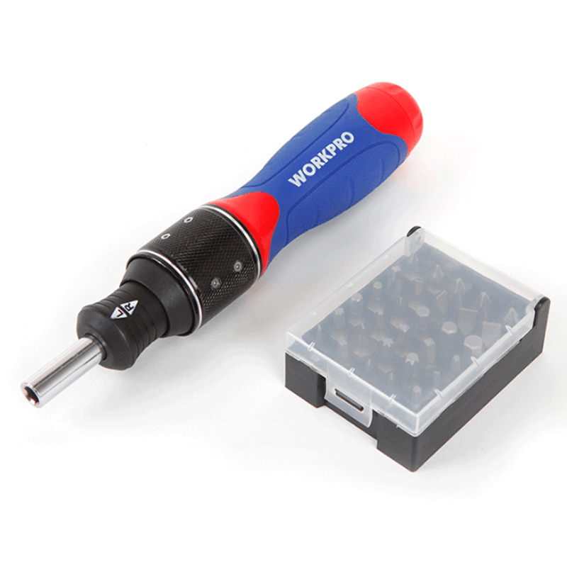 Casa si Gradina - Constructii - Scule electrice si accesorii - Seturi si accesorii pentru gaurit si insurubat - Set surubelnita cu clichet si biti Workpro W021407, 32 de piese - Infinity.ro