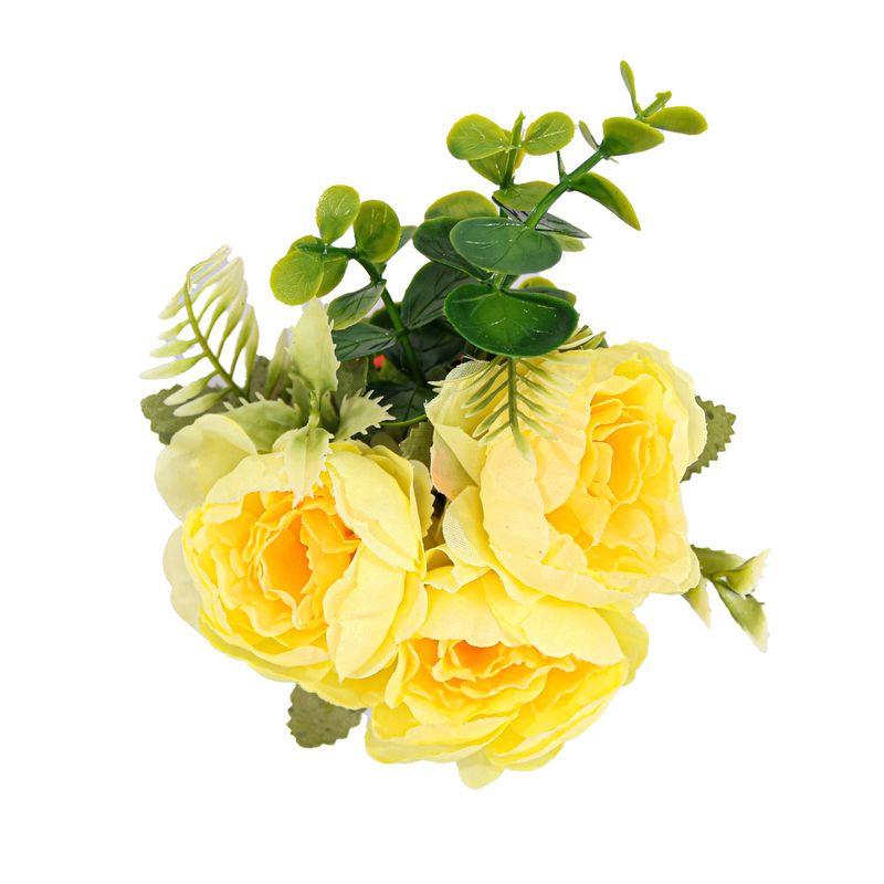 Casa si Gradina/Decoratiuni/Obiecte decorative/Plante artificiale - Vaza Rotunda Cu Flori, Galben, Plastic, 17Cm - Galben, Plastic, 17cm - Infinity.ro