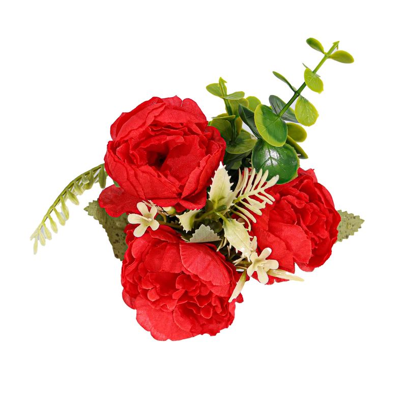 Casa si Gradina - Decoratiuni - Obiecte decorative - Plante artificiale - Vaza Rotunda Cu Flori, Rosu, Plastic, 17Cm - Rosu, Plastic, 17cm - Infinity.ro
