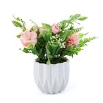 Casa si Gradina - Decoratiuni - Obiecte decorative - Plante artificiale - Aranjament Cu Trandafiri Pastel, Roz, 20cm - Roz, Plastic, 20cm - Infinity.ro