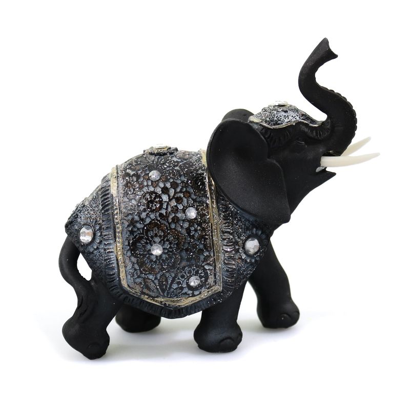 Casa si Gradina - Decoratiuni - Obiecte decorative - Accesorii decorative - Statueta Black Elephant Silver din rasina, Negru, 14cm - Infinity.ro