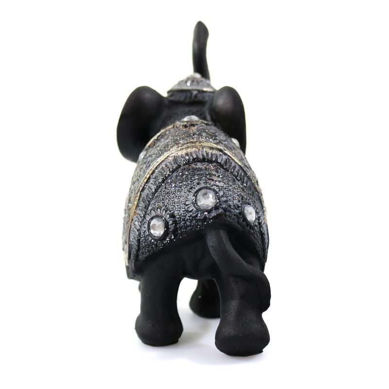 Casa si Gradina - Decoratiuni - Obiecte decorative - Accesorii decorative - Statueta Black Elephant Silver din rasina, Negru, 14cm - Infinity.ro