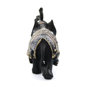 Statueta Lucky Black Elephant din rasina, Negru, 13cm