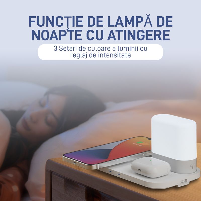 Laptop, Telefoane si Tablete - Telefoane mobile si accesorii - Accesorii Telefoane - Incarcatoare telefoane - Incarcator Wireless Vixev® Statie de Incarcare 3 in 1 QI Fast Charger 15W, USB-C, negru - Infinity.ro