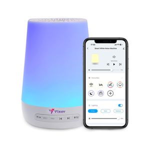 Dispozitiv Sunete Albe Vixev 34, Aplicatie Mobila Tuya, Smart 2 in 1, Control Tactil, Reincarcabil USB-C, Portabil, alb