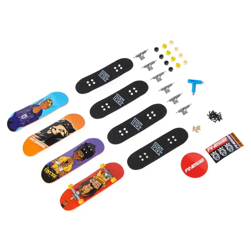 Jucarii, Copii si Bebe - Jucarii si jocuri - Vehicule si jucarii cu telecomanda - Masinute - Tech deck pachet 4 piese fingerboard finesse 9.6cm - Infinity.ro