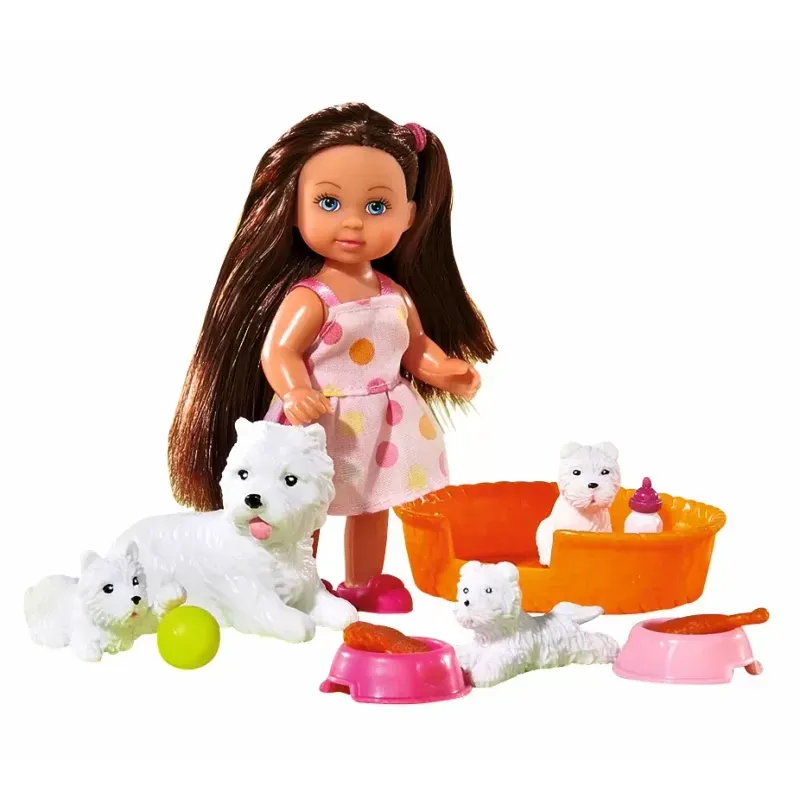 Jucarii, Copii si Bebe - Jucarii si jocuri - Papusi si accesorii - Papusi - Set evi cu patru catelusi - Infinity.ro