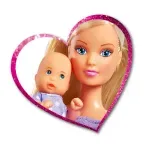 Jucarii, Copii si Bebe - Jucarii si jocuri - Papusi si accesorii - Papusi - Papusa steffi in pantalonasi mov si cu carucior bebe - Infinity.ro