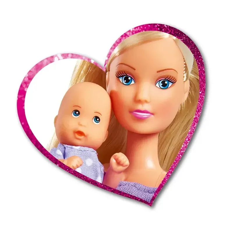 Jucarii, Copii si Bebe - Jucarii si jocuri - Papusi si accesorii - Papusi - Papusa steffi in pantalonasi mov si cu carucior bebe - Infinity.ro