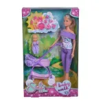 Jucarii, Copii si Bebe - Jucarii si jocuri - Papusi si accesorii - Papusi - Papusa steffi in pantalonasi mov si cu carucior bebe - Infinity.ro