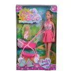 Jucarii, Copii si Bebe - Jucarii si jocuri - Papusi si accesorii - Papusi - Papusa steffi in rochita roz si cu carucior bebe - Infinity.ro