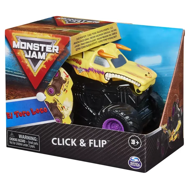 Jucarii, Copii si Bebe - Jucarii si jocuri - Vehicule si jucarii cu telecomanda - Masinute - Monster jam el toro loco seria click flip scara 1 la 43 - Infinity.ro