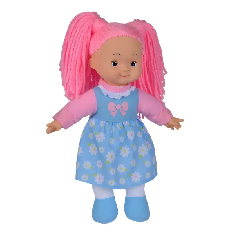 Jucarii, Copii si Bebe - Jucarii si jocuri - Papusi si accesorii - Papusi - Papusa flower dolly din material textil 38cm cu parul roz - Infinity.ro