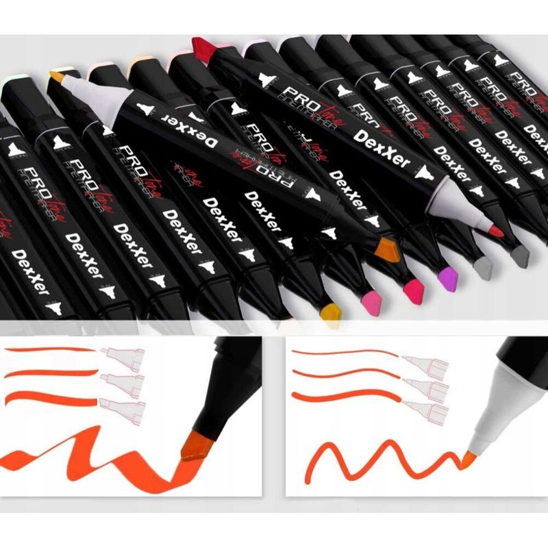 Carti si Birotica - Birotica - Instrumente de scris - Markere si carioci - Set 120 markere profesionale pentru pasionatii de desen, cu cap dublu gros - subtire, cu geanta de depozitare - Infinity.ro