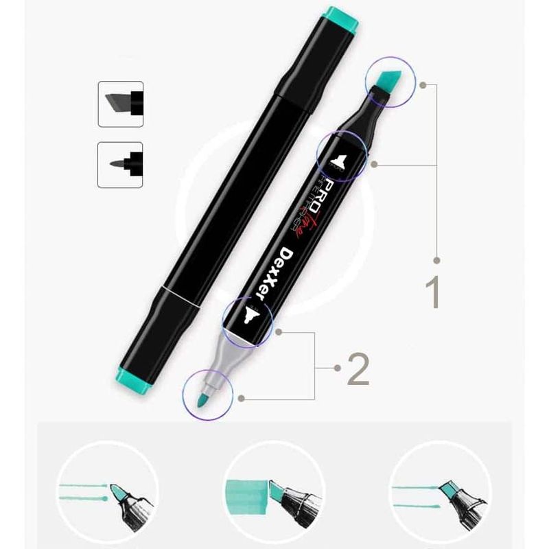 Carti si Birotica - Birotica - Instrumente de scris - Markere si carioci - Set 120 markere profesionale pentru pasionatii de desen, cu cap dublu gros - subtire, cu geanta de depozitare - Infinity.ro