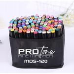 Carti si Birotica - Birotica - Instrumente de scris - Markere si carioci - Set 120 markere profesionale pentru pasionatii de desen, cu cap dublu gros - subtire, cu geanta de depozitare - Infinity.ro