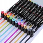 Carti si Birotica - Birotica - Instrumente de scris - Markere si carioci - Set 120 markere profesionale pentru pasionatii de desen, cu cap dublu gros - subtire, cu geanta de depozitare - Infinity.ro