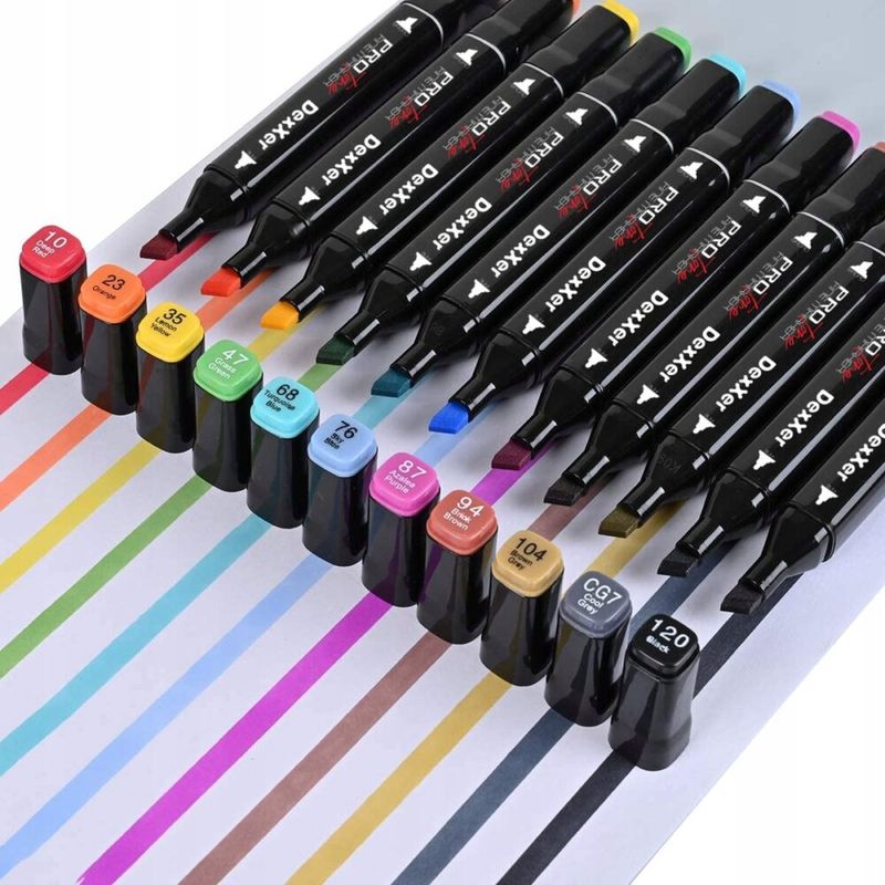 Carti si Birotica - Birotica - Instrumente de scris - Markere si carioci - Set 120 markere profesionale pentru pasionatii de desen, cu cap dublu gros - subtire, cu geanta de depozitare - Infinity.ro