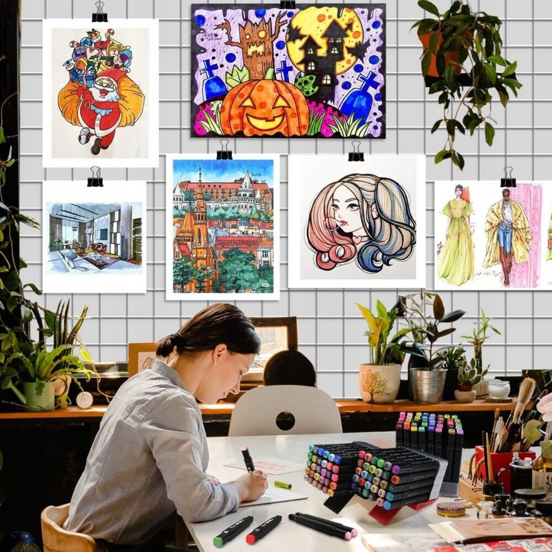 Carti si Birotica - Birotica - Instrumente de scris - Markere si carioci - Set 120 markere profesionale pentru pasionatii de desen, cu cap dublu gros - subtire, cu geanta de depozitare - Infinity.ro