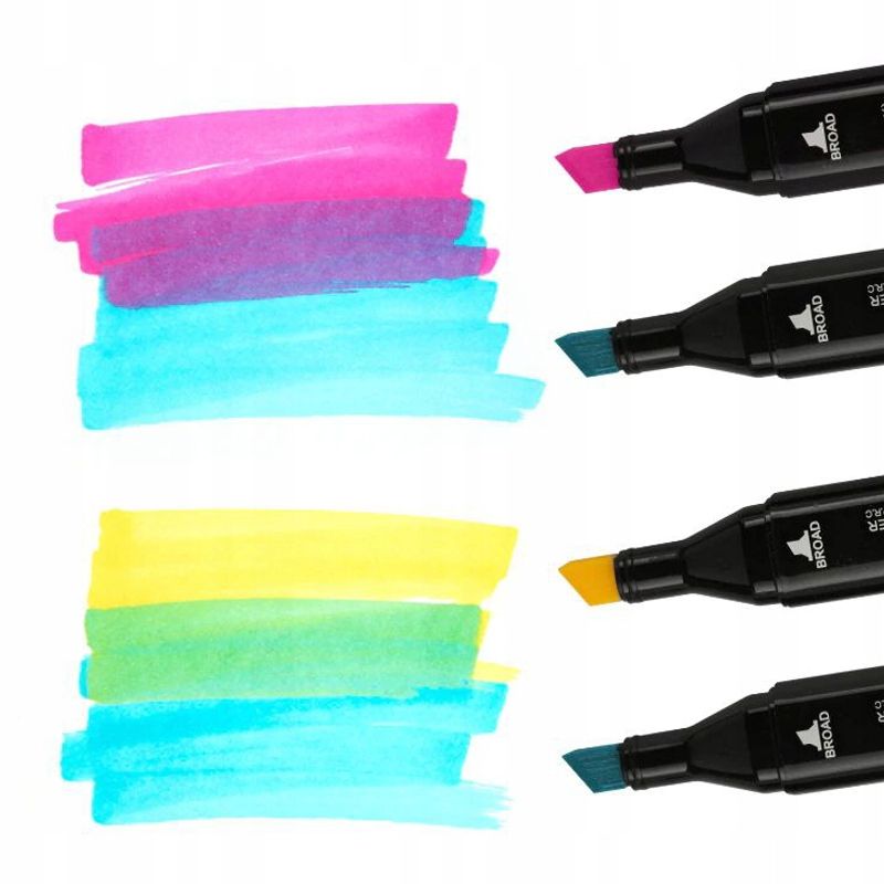 Carti si Birotica - Birotica - Instrumente de scris - Markere si carioci - Set 120 markere profesionale pentru pasionatii de desen, cu cap dublu gros - subtire, cu geanta de depozitare - Infinity.ro