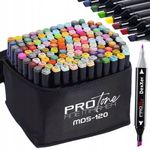 Carti si Birotica - Birotica - Instrumente de scris - Markere si carioci - Set 120 markere profesionale pentru pasionatii de desen, cu cap dublu gros - subtire, cu geanta de depozitare - Infinity.ro