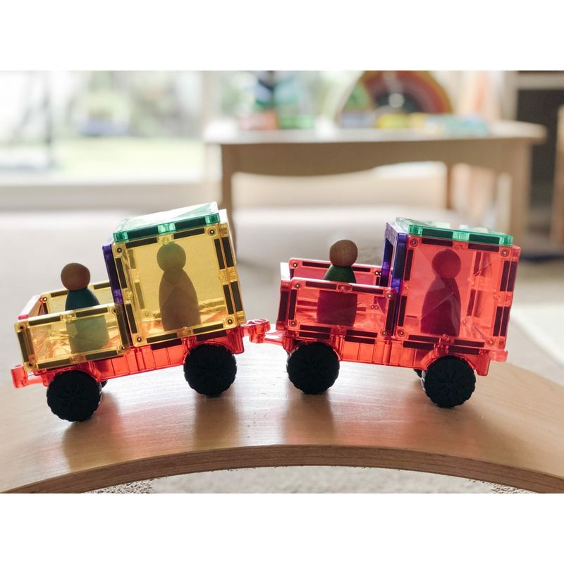 Jucarii, Copii si Bebe - Jucarii si jocuri - Seturi de constructie si cuburi - Seturi de constructie - Magnetic Tiles Set constructie magnetic, 24 piese masinute - Infinity.ro
