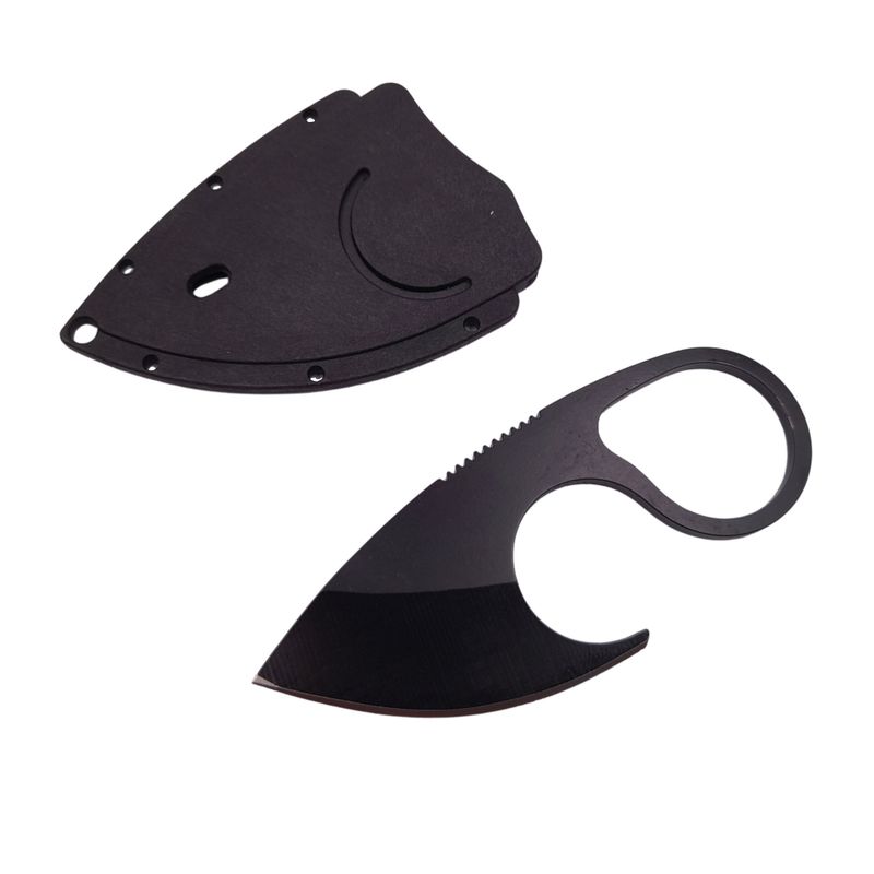 Sport si Outdoor - Camping - Cutite, bricege si accesorii - Cutite si bricege - Cutit tactic de vanatoare IdeallStore®, Broken Spirit, 8 cm, negru, teaca cu lant inclusa - Infinity.ro