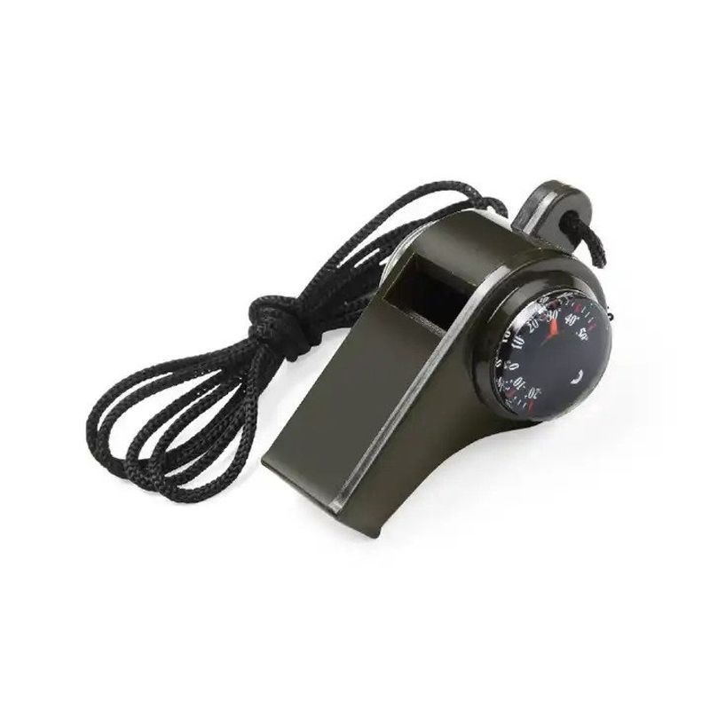 Sport si Outdoor - Camping - Accesorii camping si drumetii - Set 3 fluiere 3 in 1  IdeallStore® cu busola si termometru , 6 cm , verde - Infinity.ro