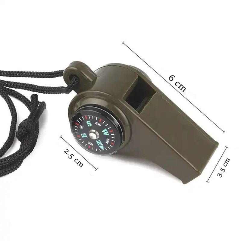 Sport si Outdoor - Camping - Accesorii camping si drumetii - Set 2 fluiere 3 in 1 IdeallStore® cu busola si termometru , 6 cm , verde - Infinity.ro