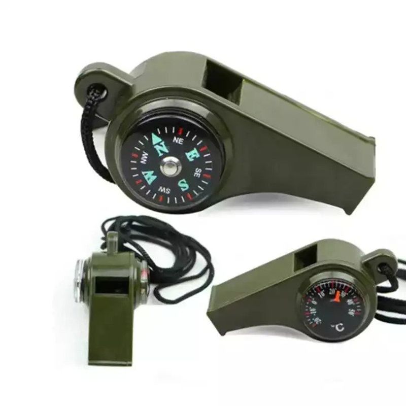 Sport si Outdoor - Camping - Accesorii camping si drumetii - Set 2 fluiere 3 in 1 IdeallStore® cu busola si termometru , 6 cm , verde - Infinity.ro